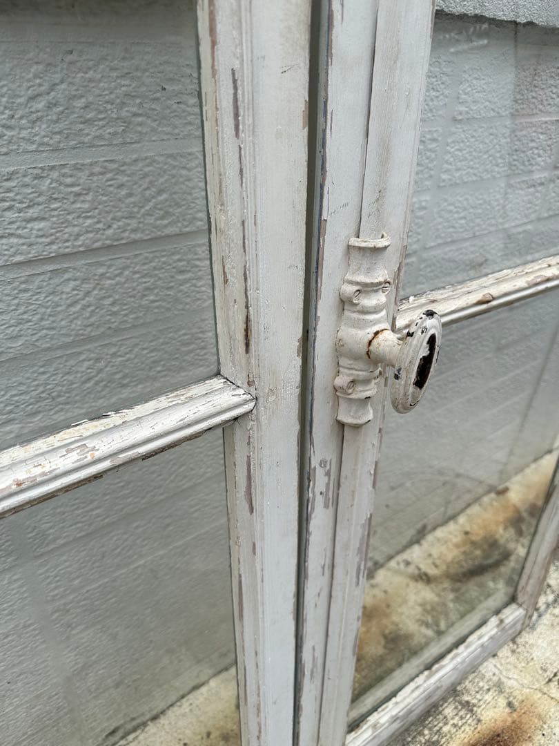 木製アンティーク窓 ガラス入り ホワイト