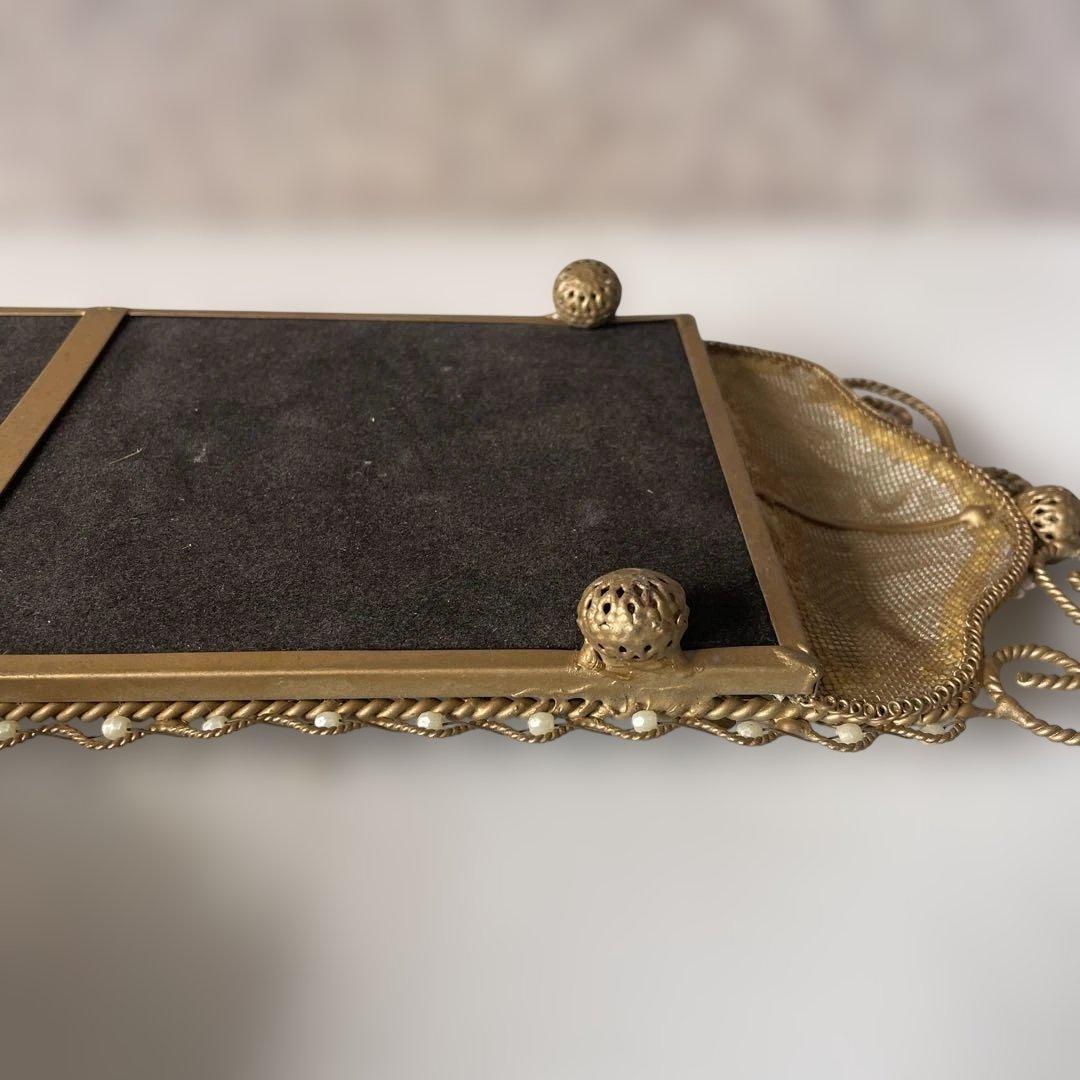 アンティーク装飾ミラー　ミラートレイ　アクセサリートレイ　ヴィクトリア調