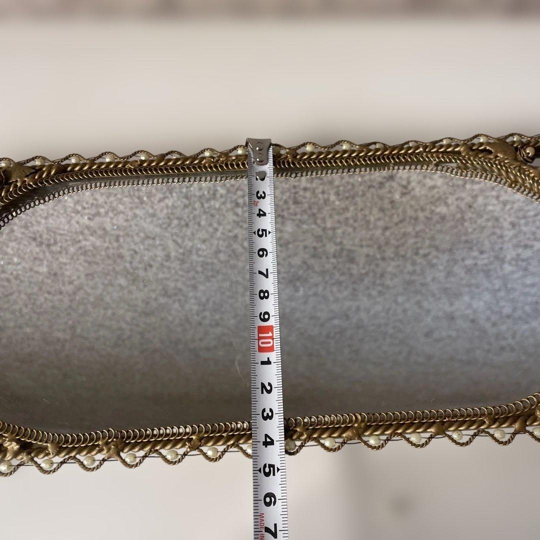 アンティーク装飾ミラー　ミラートレイ　アクセサリートレイ　ヴィクトリア調