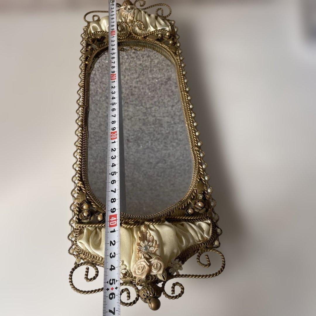 アンティーク装飾ミラー　ミラートレイ　アクセサリートレイ　ヴィクトリア調