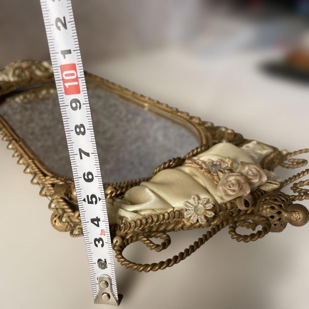 アンティーク装飾ミラー　ミラートレイ　アクセサリートレイ　ヴィクトリア調