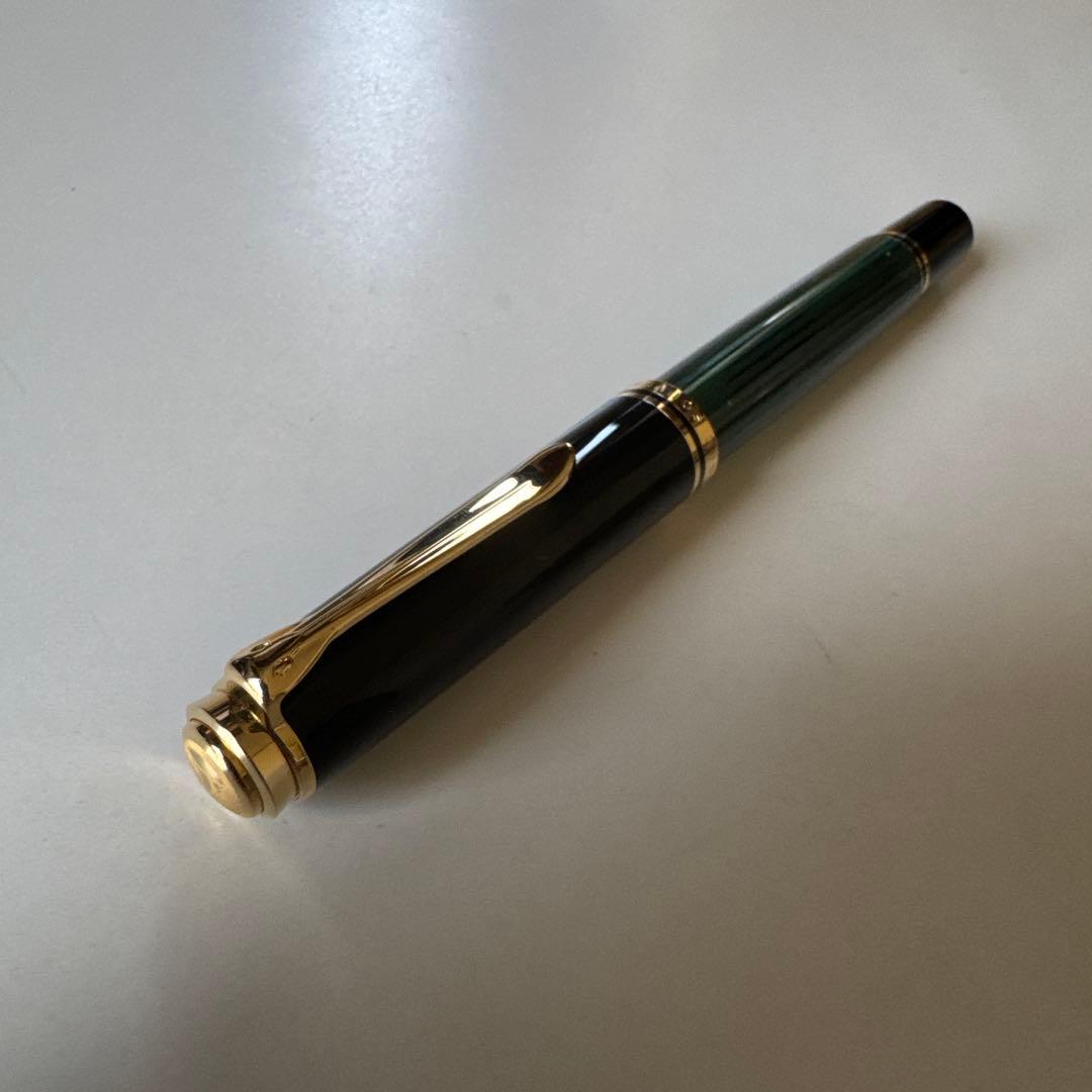 ペリカン 万年筆スーベレーン M800 グリーンストライプ緑縞 Fニブ 細字