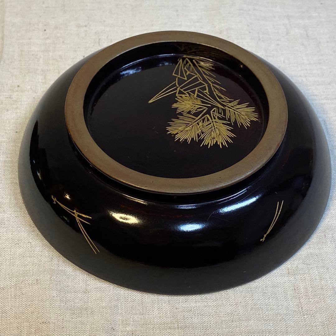 輪島塗　吸物椀　菓子椀　煮物椀　お椀　漆器　金蒔絵　松の図　木製　3客　セット⑧