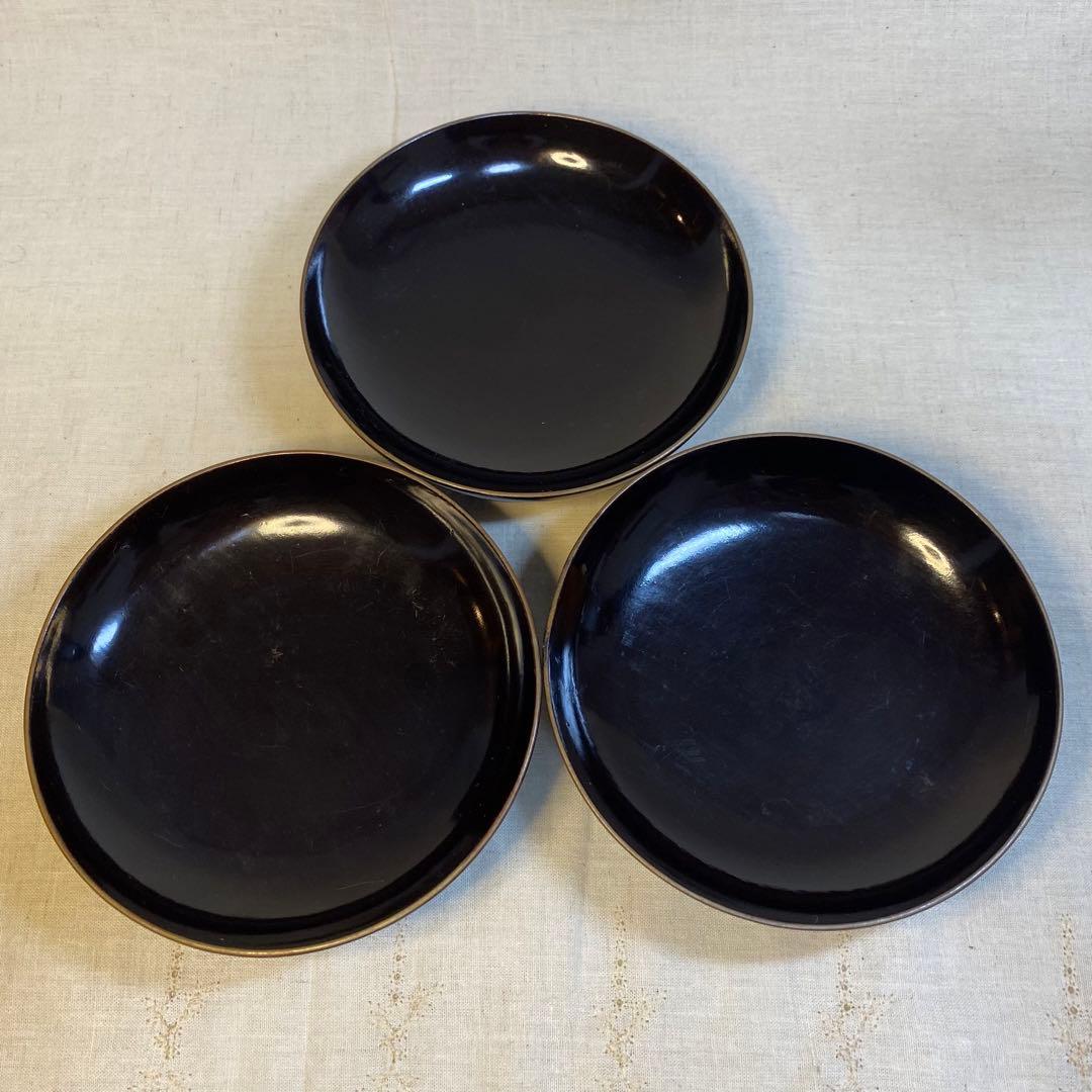 輪島塗　吸物椀　菓子椀　煮物椀　お椀　漆器　金蒔絵　松の図　木製　3客　セット⑧