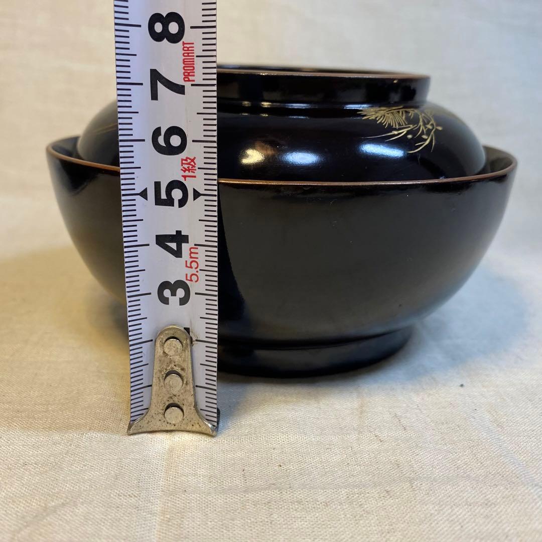 輪島塗　吸物椀　菓子椀　煮物椀　お椀　漆器　金蒔絵　松の図　木製　3客　セット⑧