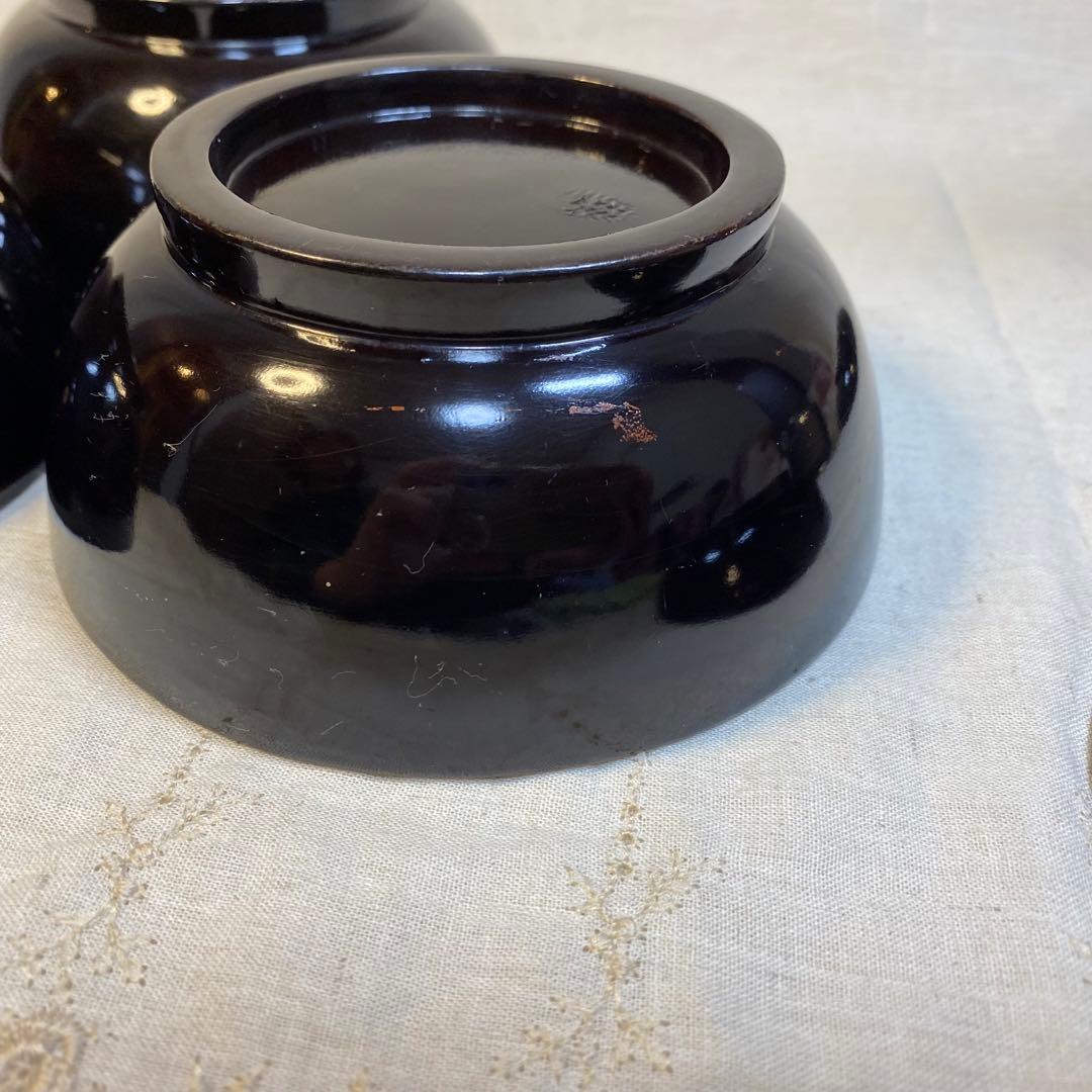 輪島塗　吸物椀　菓子椀　煮物椀　お椀　漆器　金蒔絵　松の図　木製　3客　セット⑧