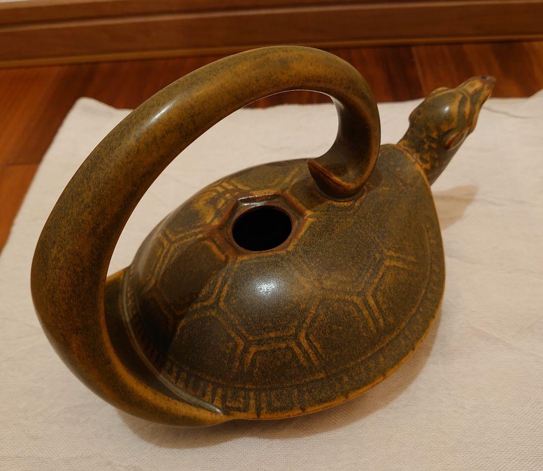 薩摩焼 壽官陶苑 亀型 酒器 蕎麦釉 ヴィンテージ