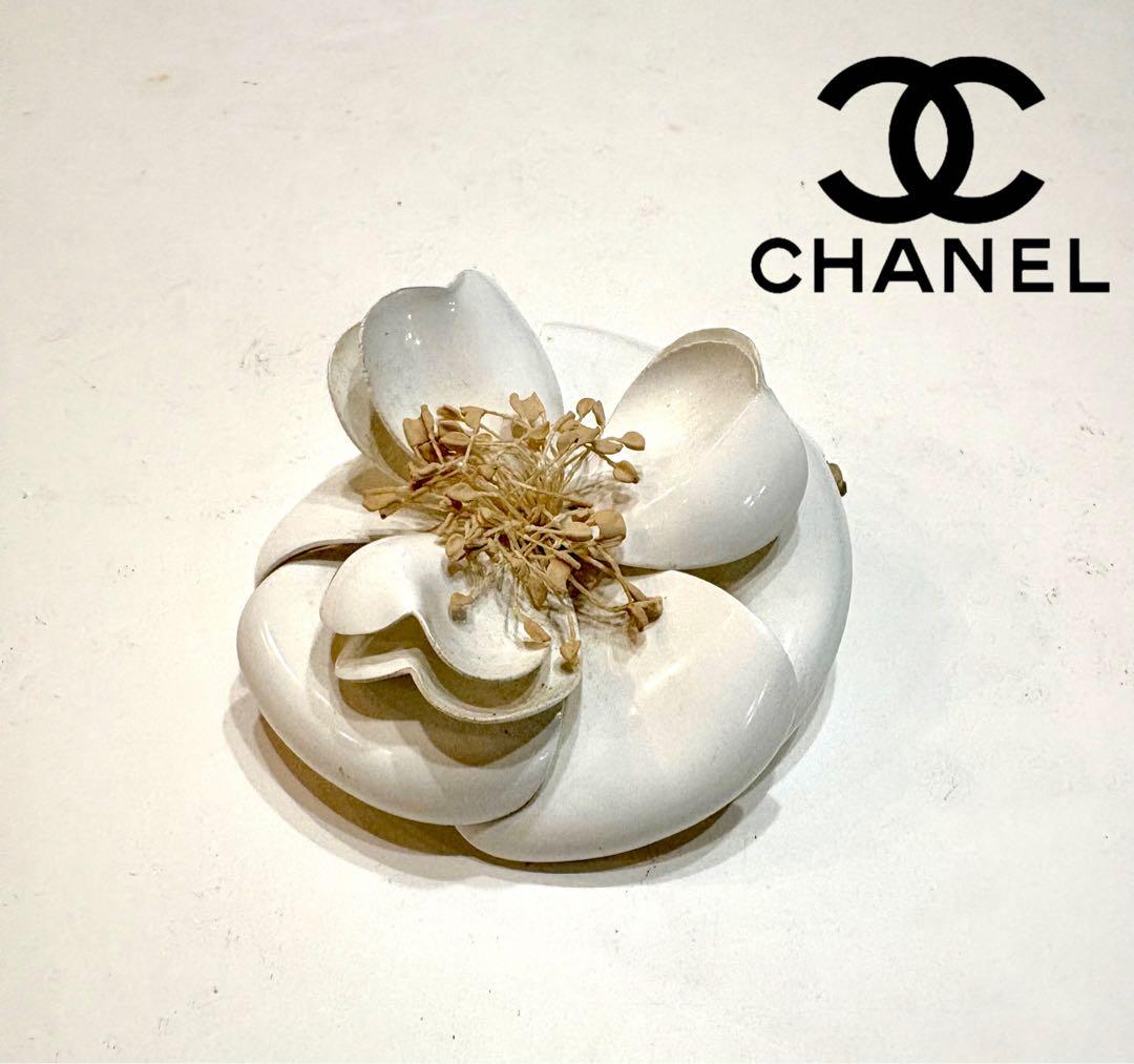 シャネル☆カメリア　コサージュ　ブローチ　ヴィンテージ　オフホワイト レア