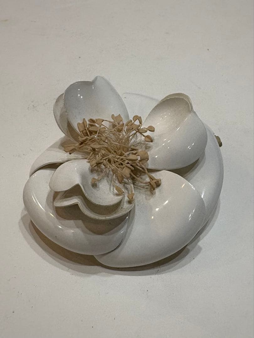 シャネル☆カメリア　コサージュ　ブローチ　ヴィンテージ　オフホワイト レア