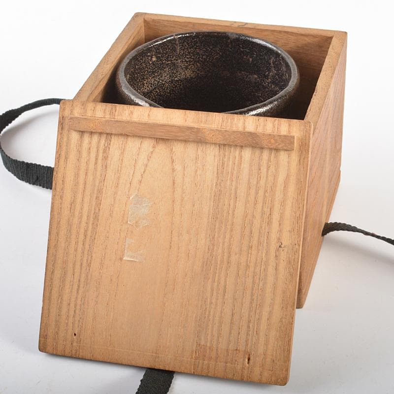 茶道具　楽吉左衛門　九代了入　黒筒茶碗　共箱　G　R6993