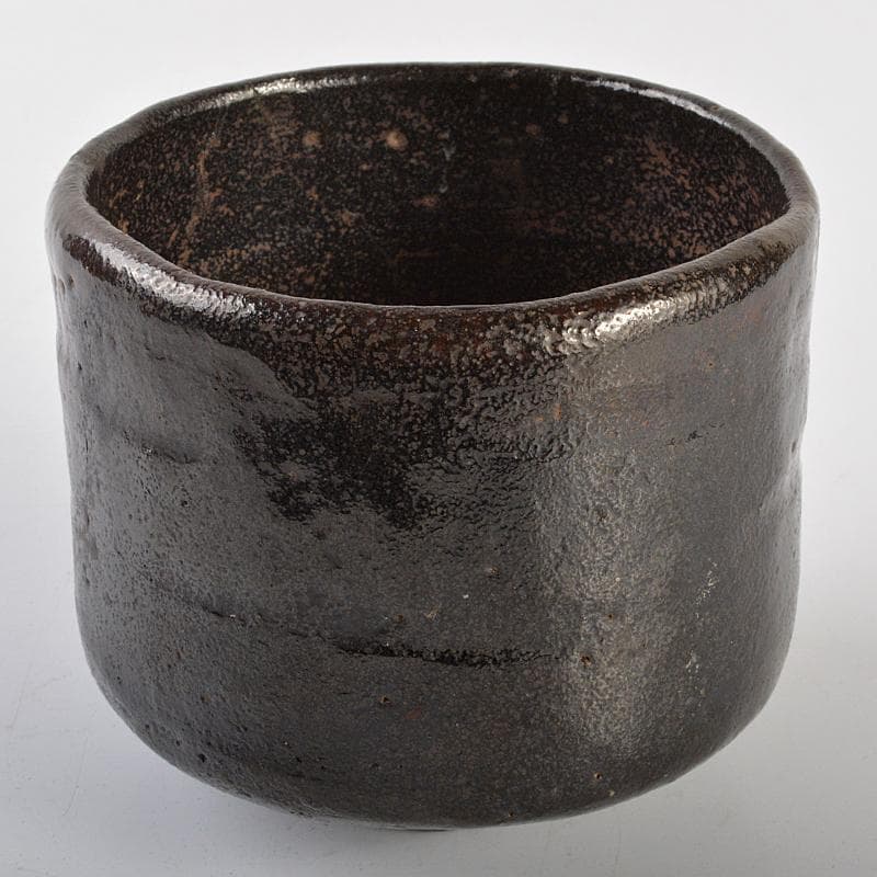 茶道具　楽吉左衛門　九代了入　黒筒茶碗　共箱　G　R6993
