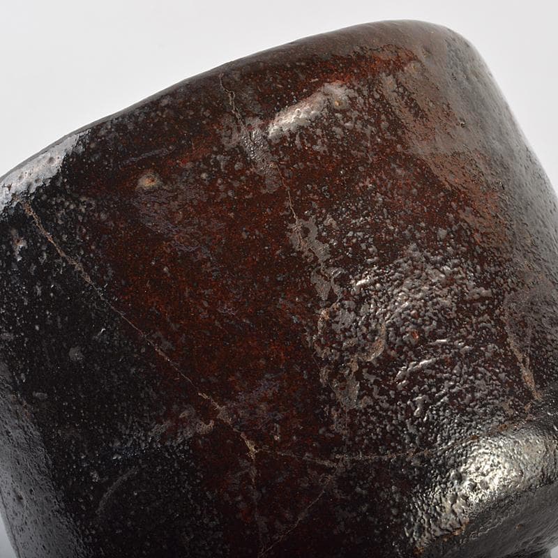 茶道具　楽吉左衛門　九代了入　黒筒茶碗　共箱　G　R6993