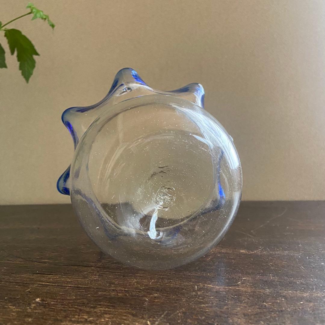 大正ガラス　金魚鉢　古い硝子　アンティーク　吹きガラス　レトロ　めだか