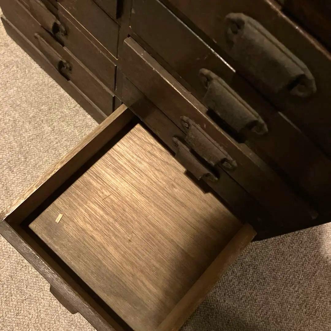 古道具・木製12段引き出し小物棚