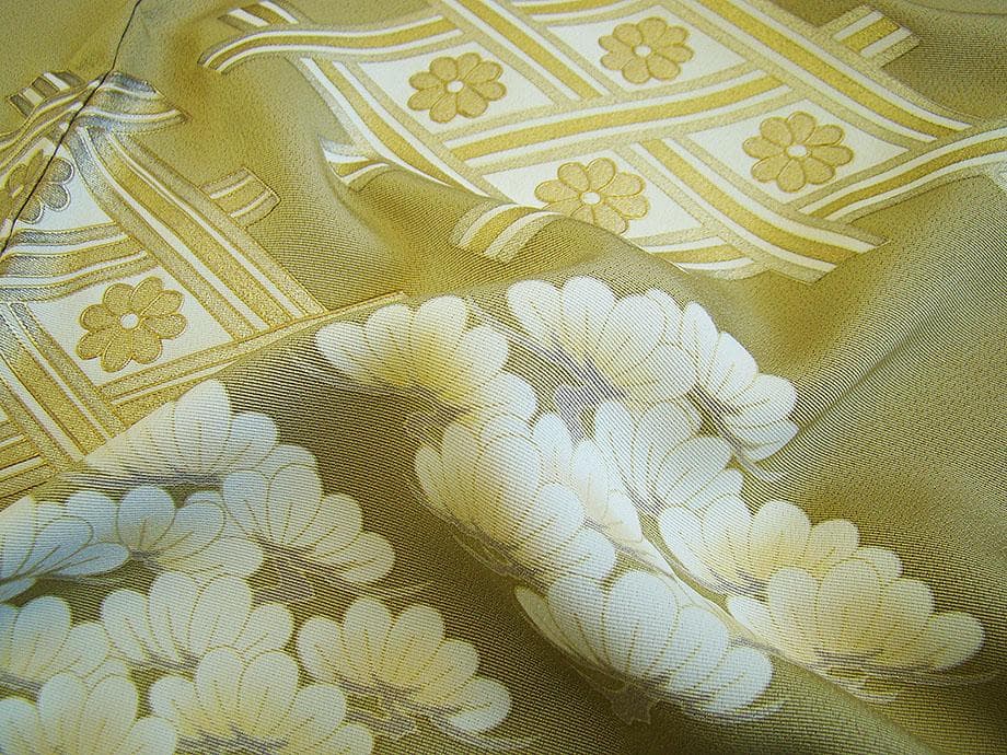 ロング寸 作家物 極上一越地 金彩加工染 色留袖・訪問着（正絹）仕立上りD666