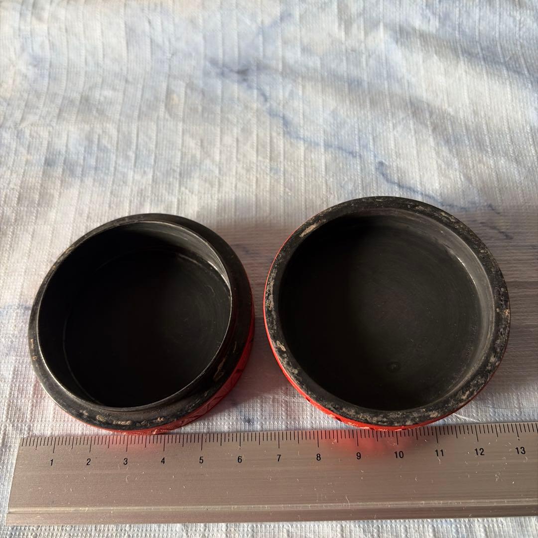 堆朱　香合　アンティーク　陶板　中国　China 小物入れ　ピルケース