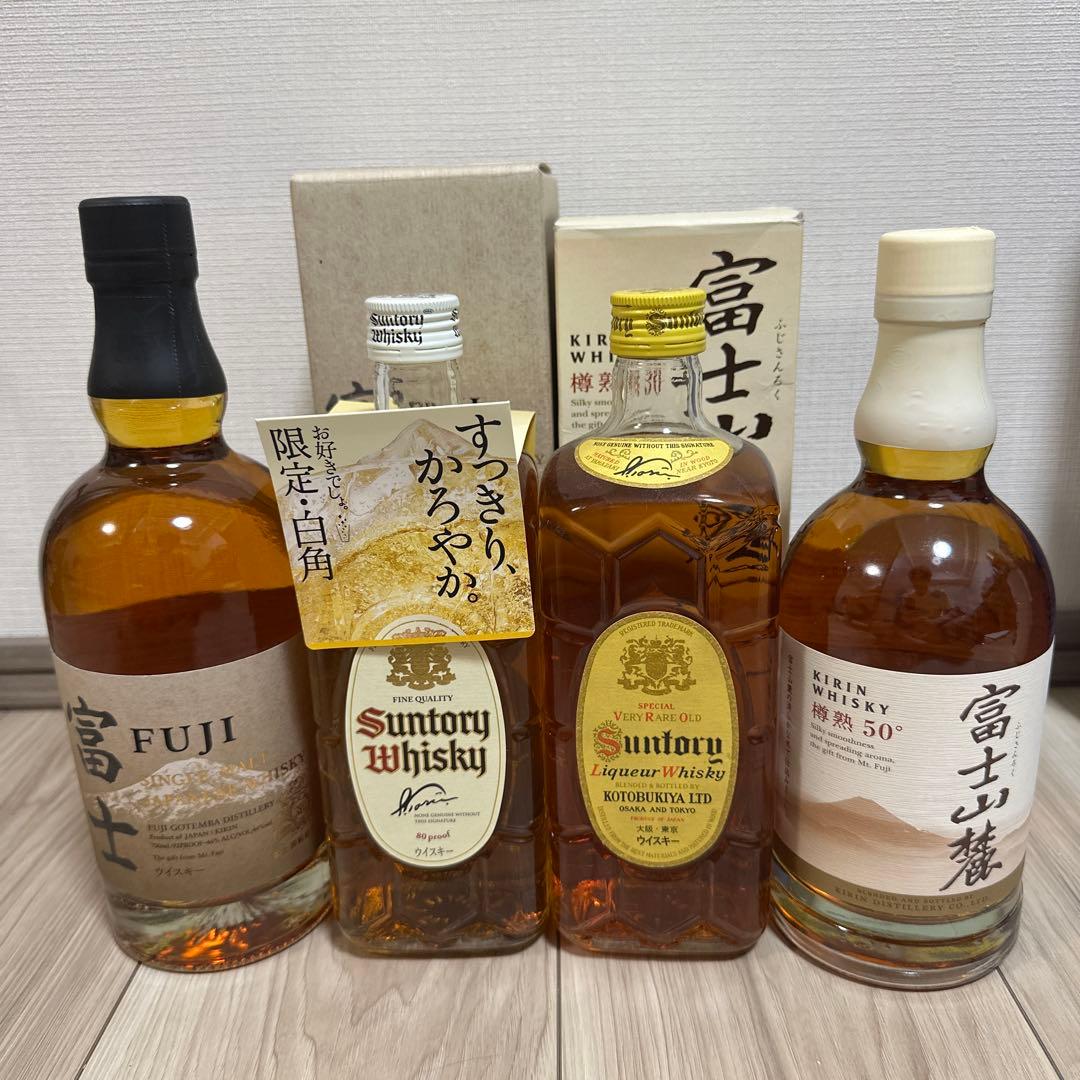 ぐりもん富士シングルモルト、富士山麓、白角、復刻角ウイスキー4本セット