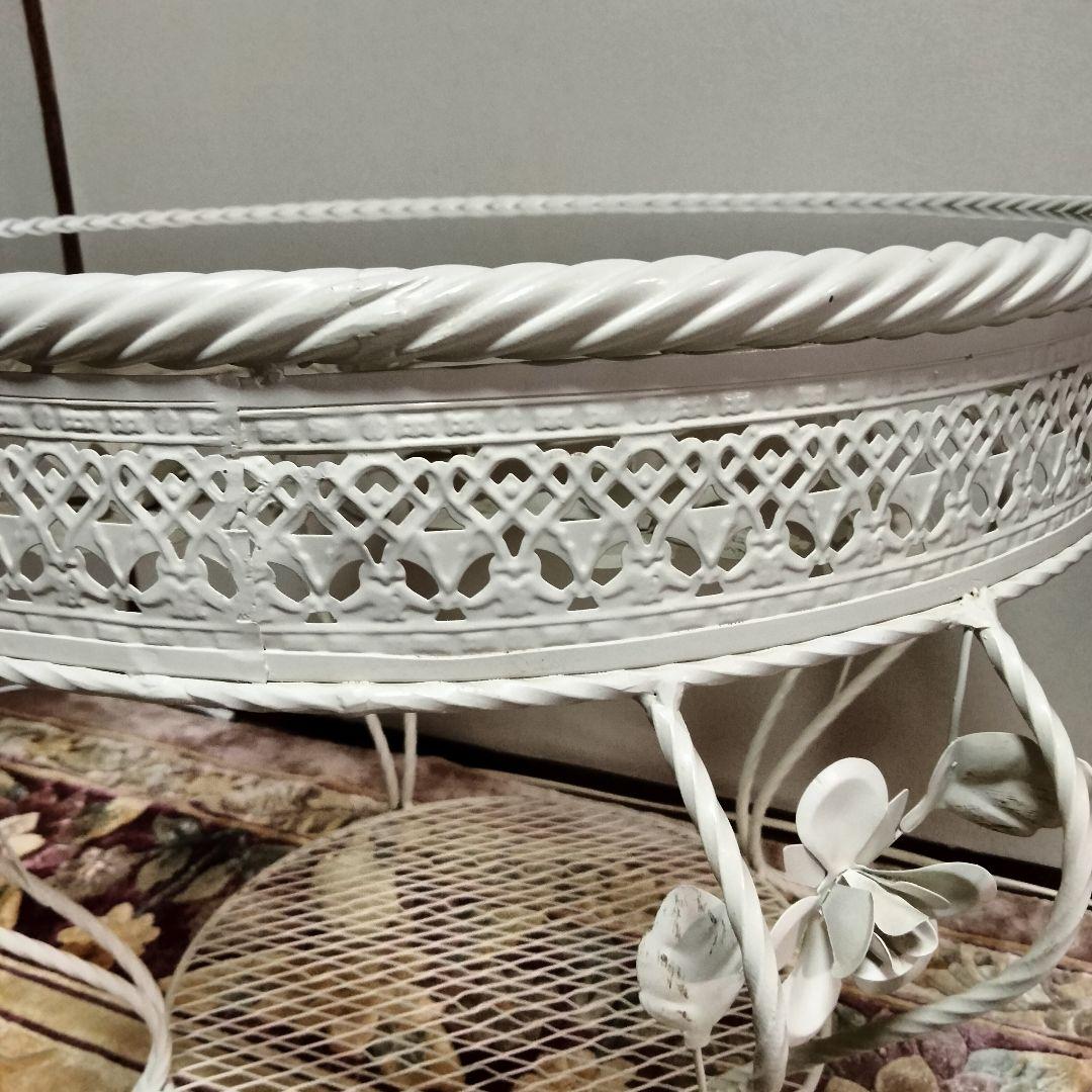 RENAISSANCE風 サイドテーブル ホワイトラウンド薔薇 コーヒーテーブル