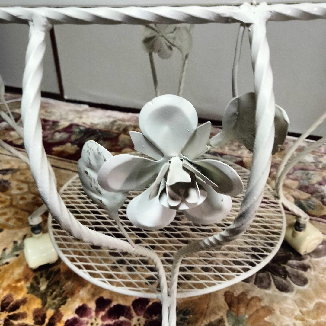 RENAISSANCE風 サイドテーブル ホワイトラウンド薔薇 コーヒーテーブル