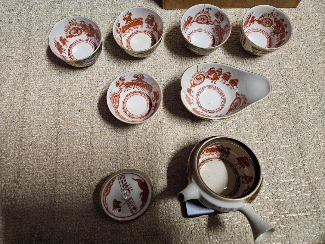 ア*ネ様 江戸期 水越与三兵衛 九谷焼 色絵煎茶器セット