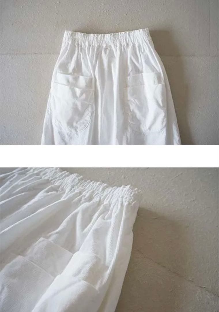 homspun 細コール ダブルポケットギャザースカート