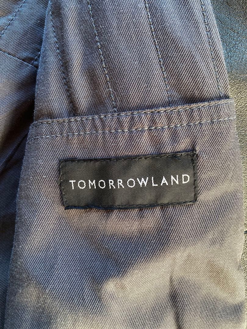 TOMORROWLAND ブラック牛レザー　シングルライダースジャケット