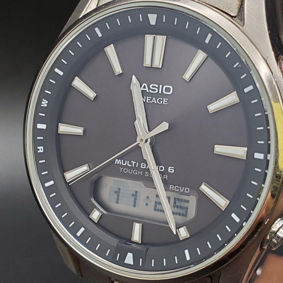 稼働品 カシオ リニエージ LCW-M100TS チタン ソーラー電波 シルバー