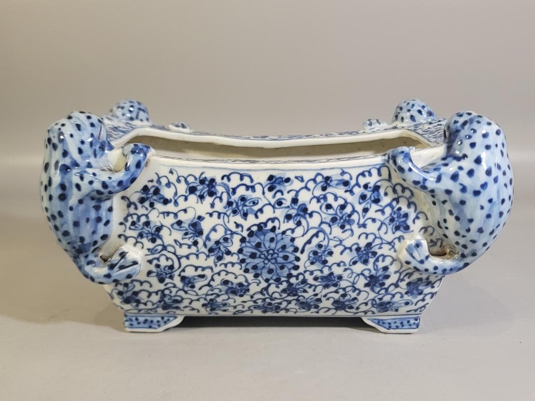 中国 染付 四方蝦蟇 筆洗 DT745