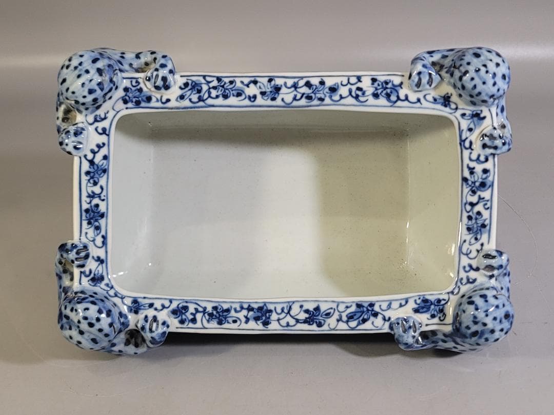 中国 染付 四方蝦蟇 筆洗 DT745