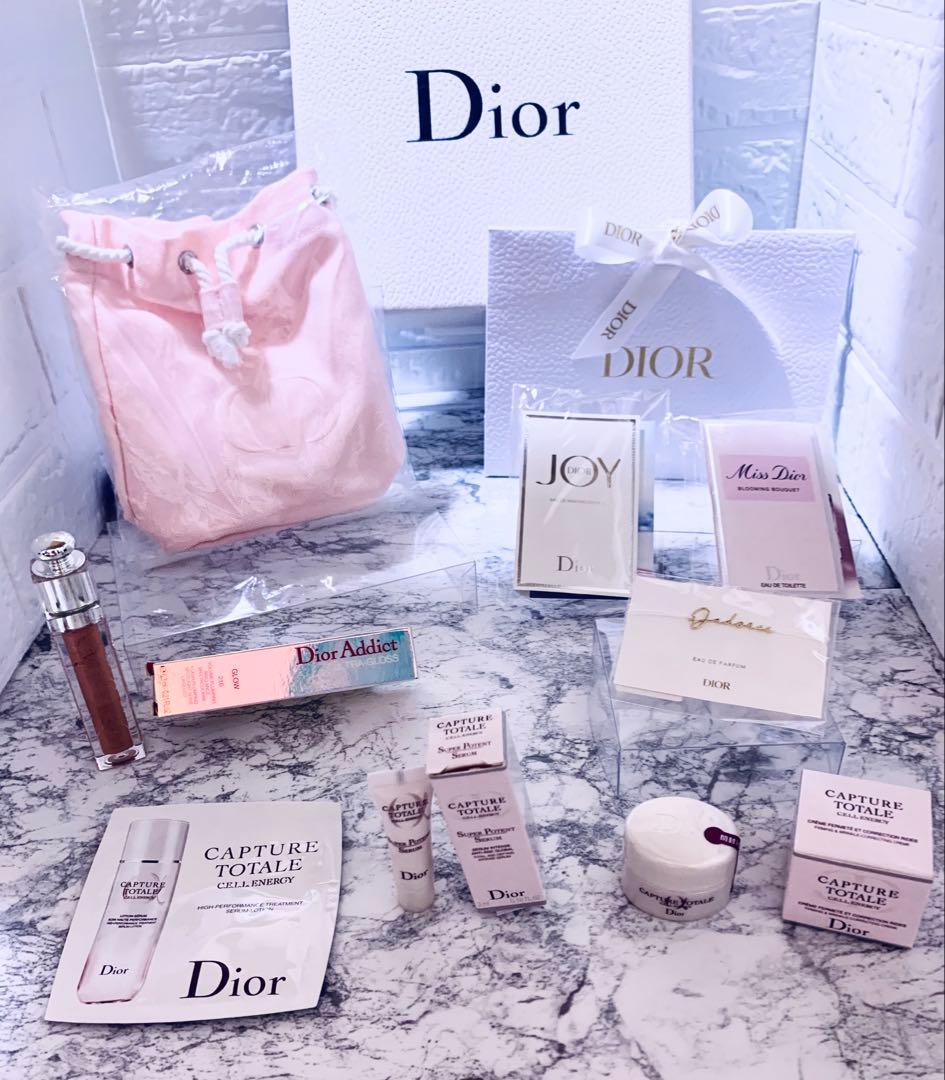 Dior限定！Diorピンク巾着ポーチ＆香水×リップの特別セット