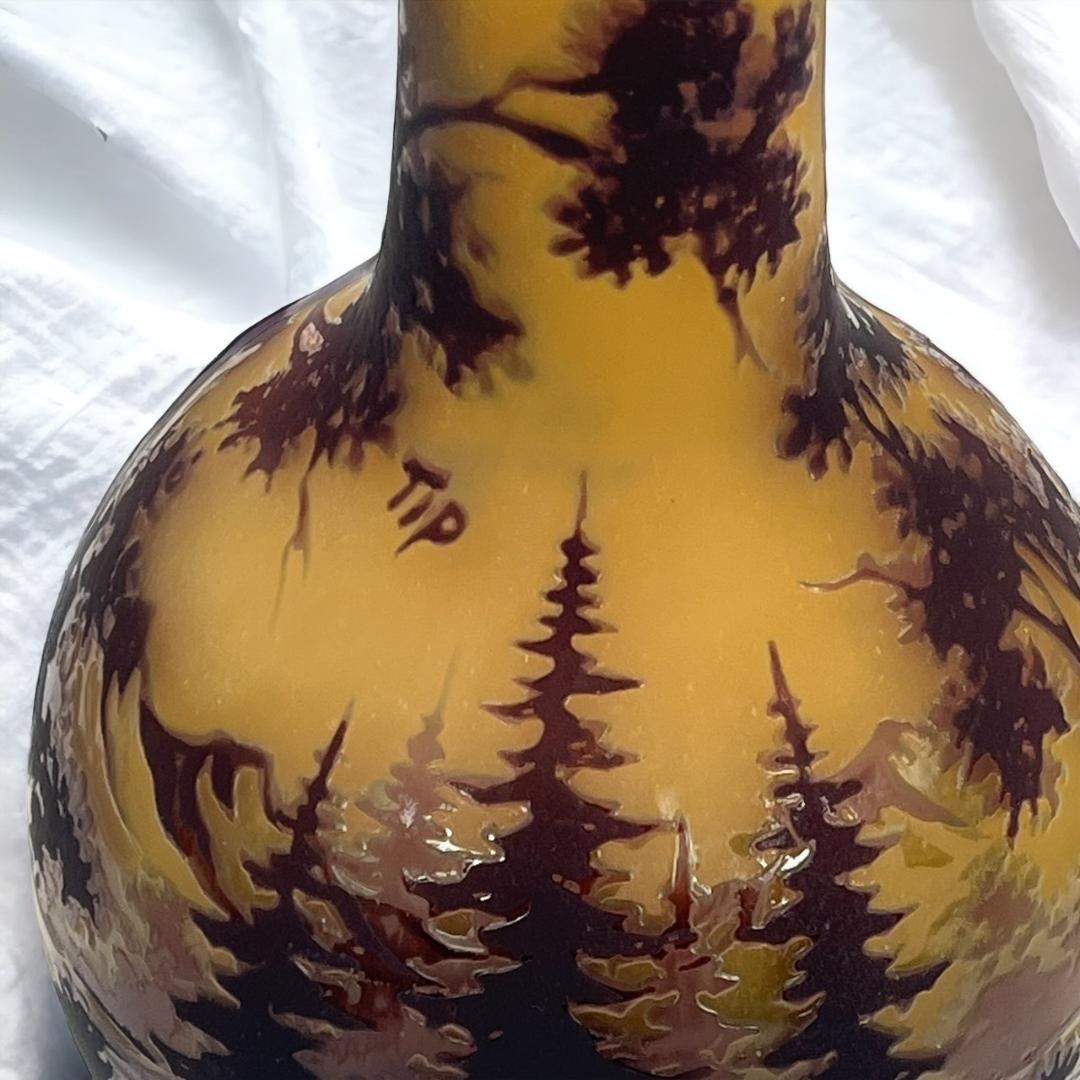 エミールガレ　鶴首型　照明　高さ24cm 被せガラス