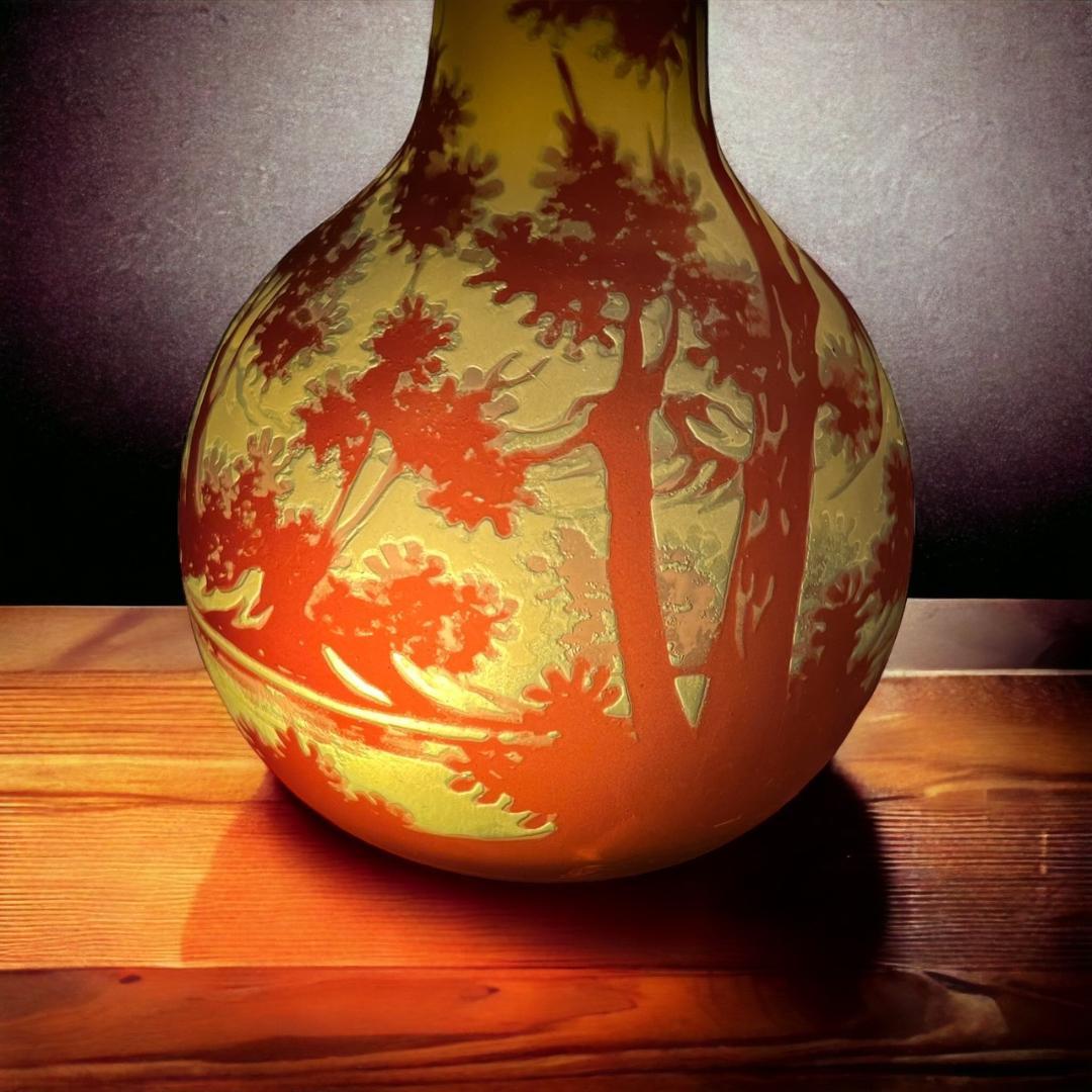 エミールガレ　鶴首型　照明　高さ24cm 被せガラス