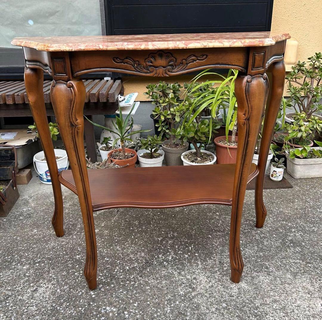 大理石天板の西洋家具テーブル　コンソール テーブル 花台 アンティーク