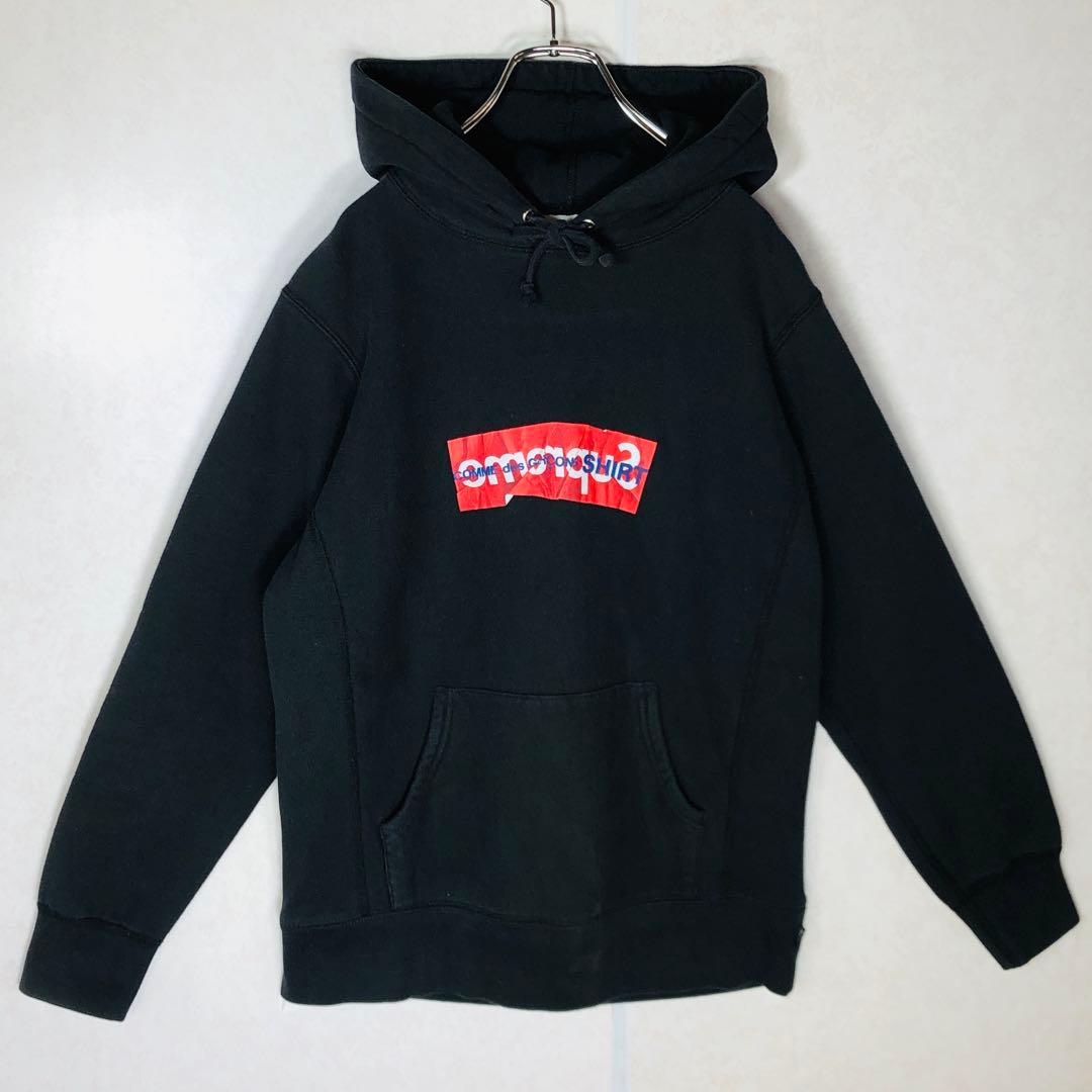 【大人気コラボ】シュプリーム コムデギャルソン ボックスロゴ パーカー S 黒
