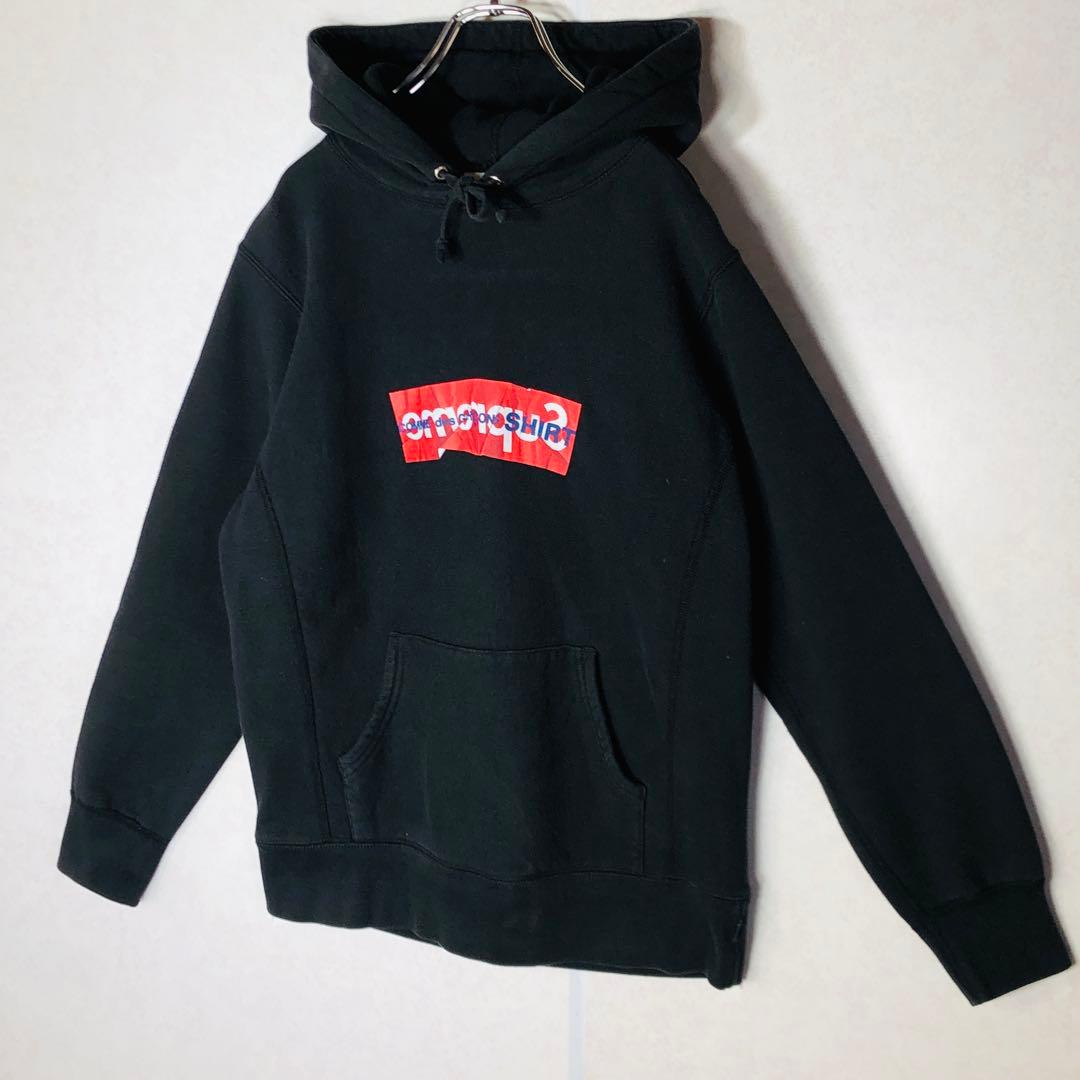 【大人気コラボ】シュプリーム コムデギャルソン ボックスロゴ パーカー S 黒