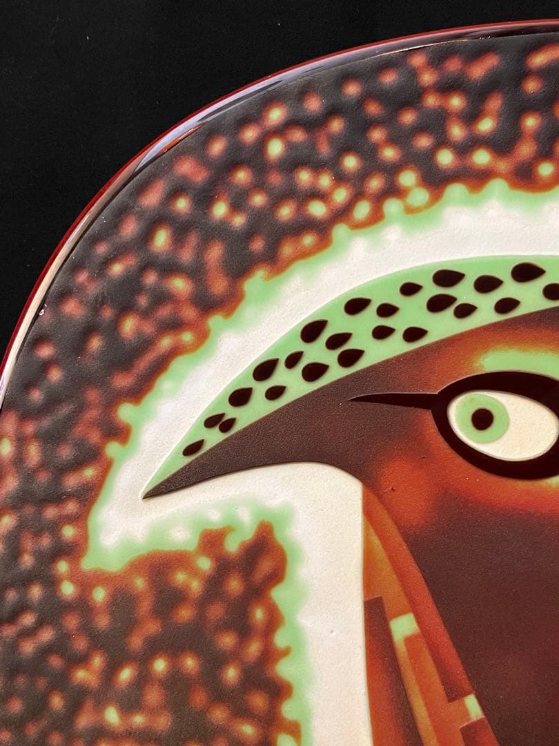 ビンテージ　稀少品　絵皿　フクロウ　大皿　プレート　飾り皿