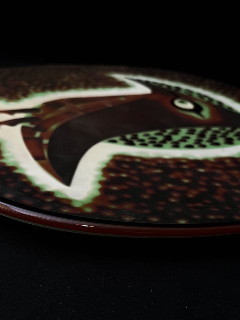 ビンテージ　稀少品　絵皿　フクロウ　大皿　プレート　飾り皿