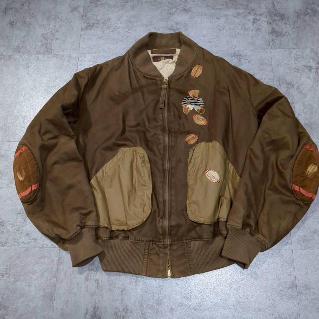 【美品】カールヘルム くま刺繍 短丈 フライト風ジャケット ブルゾン Mサイズ