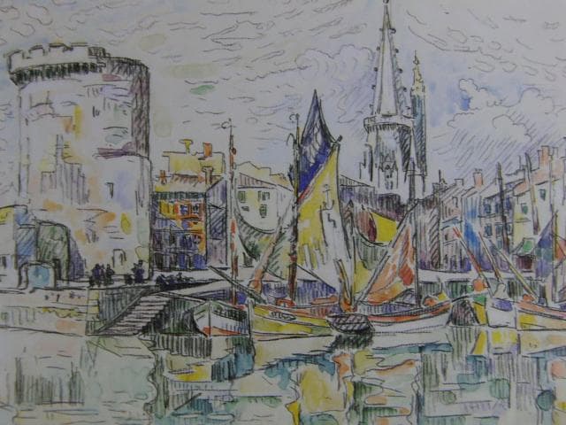 ポール・シニャック【ラ・ロシェル】、希少な画集画、新品高級額・額装付