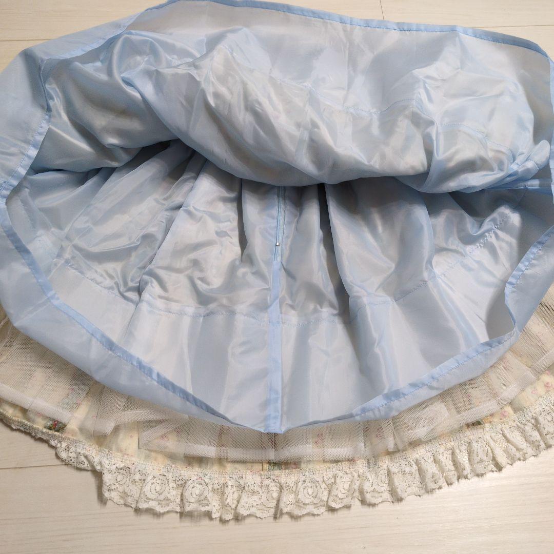 メタモルフォーゼ　初期　スカート　アンティークローズブーケ柄　水色