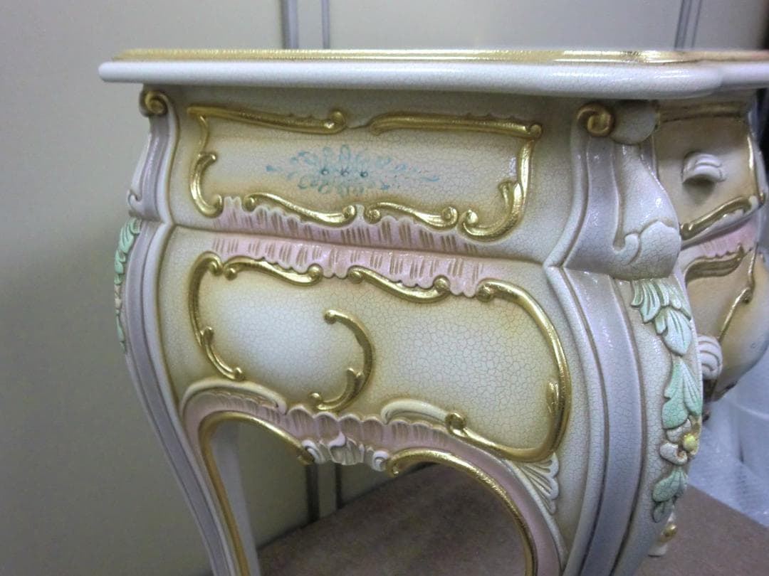 【中古品】RIO FURNITURE　ロココ調コンソールテーブル 引出し2杯付