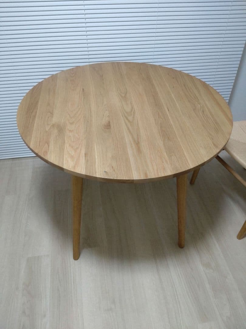 天然木オーク無垢材使用　ラウンドテーブル90cm