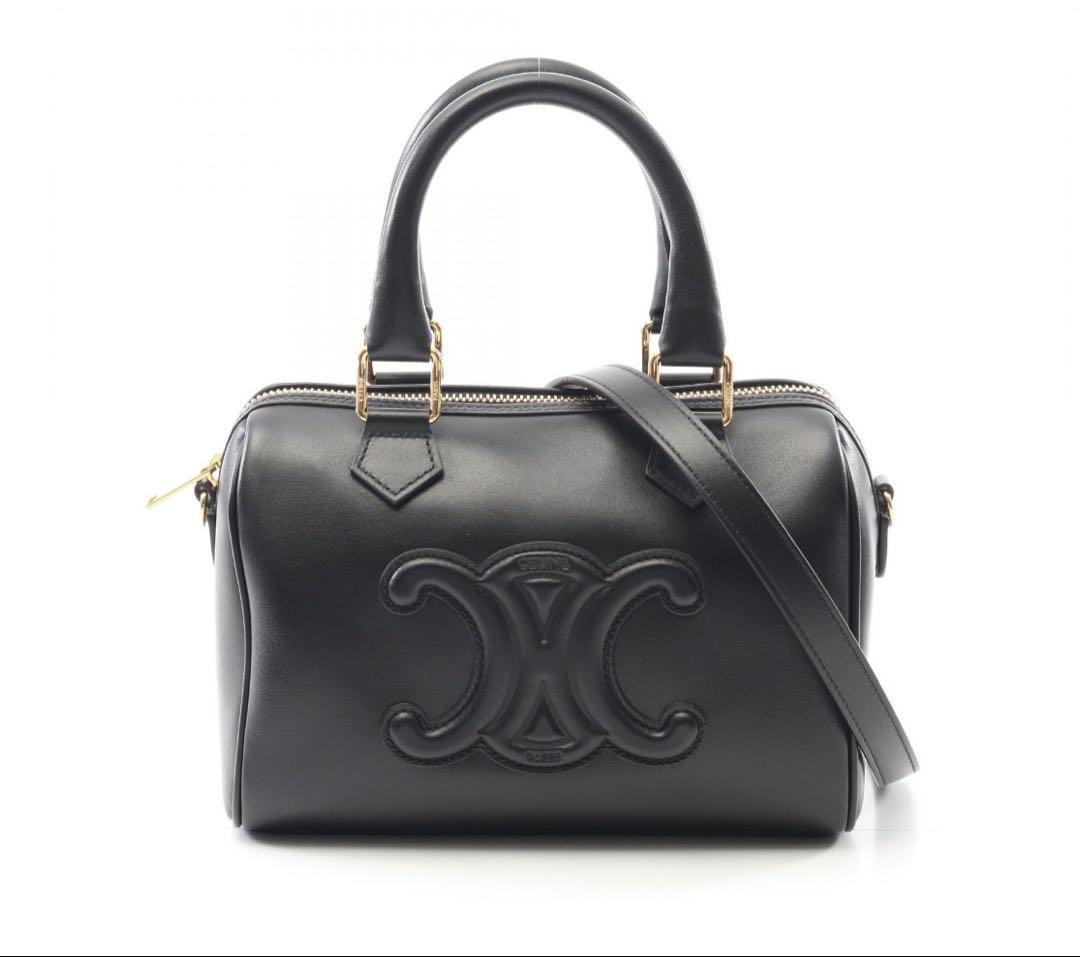 w*様 CELINE スモール ボストン キュイル トリオンフ ハンドバッグ ブ