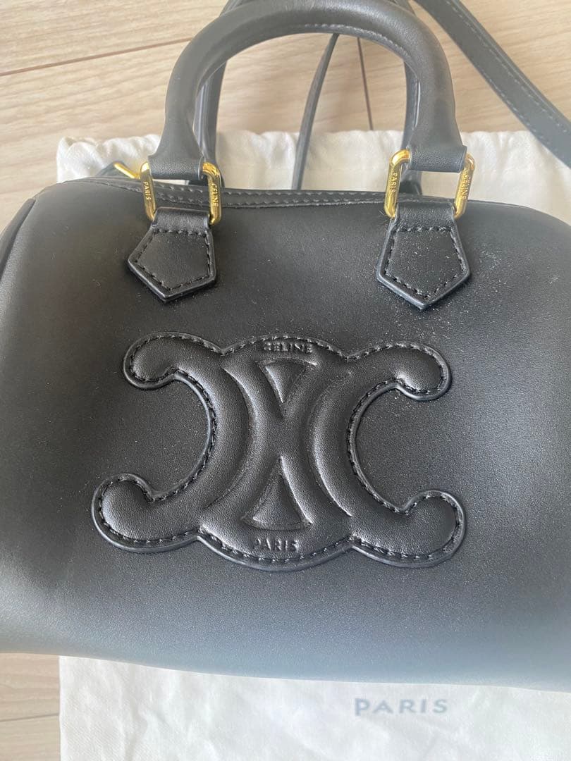 w*様 CELINE スモール ボストン キュイル トリオンフ ハンドバッグ ブ
