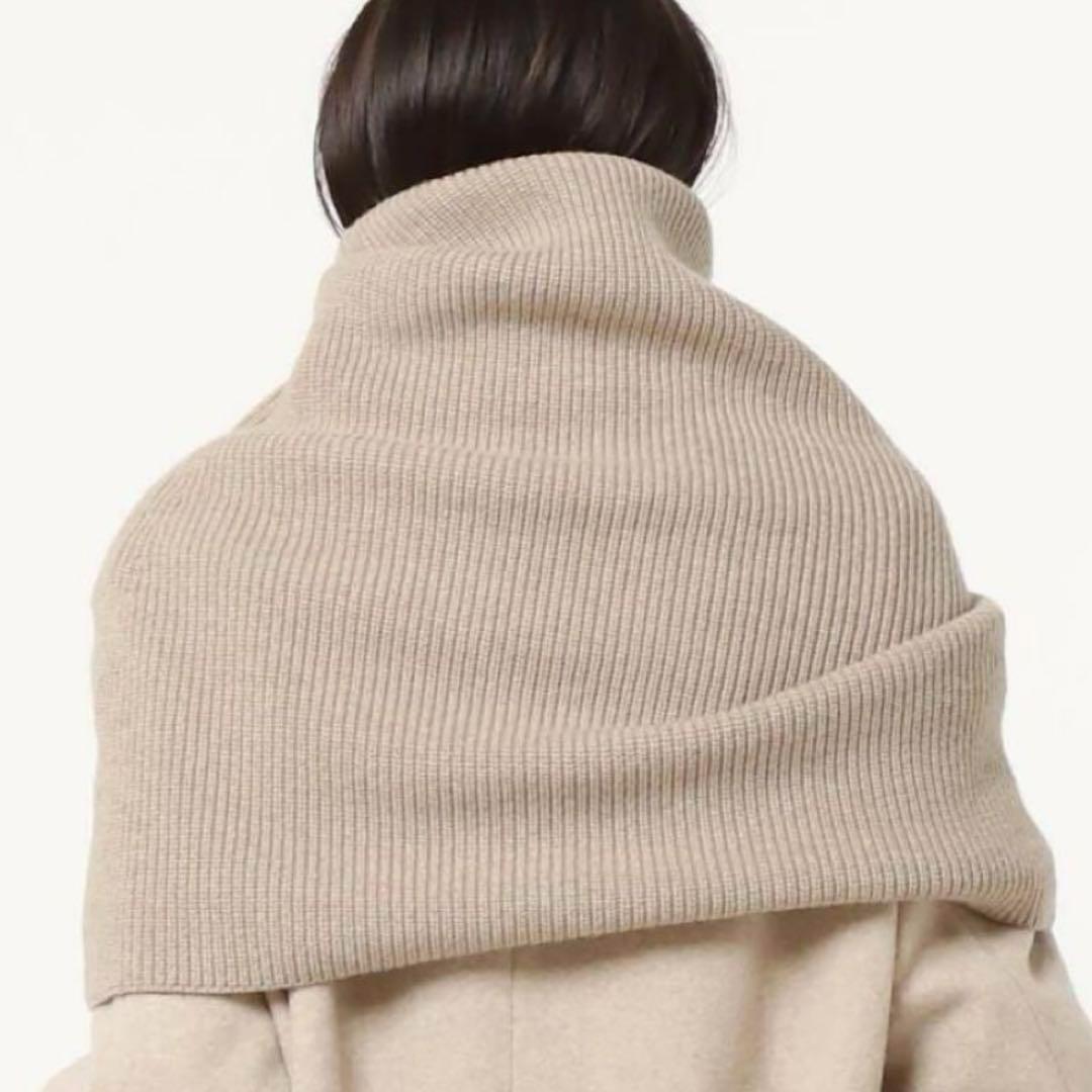 AP STUDIO 23SS リブニットケープ ベージュ スヌード カシミヤ混