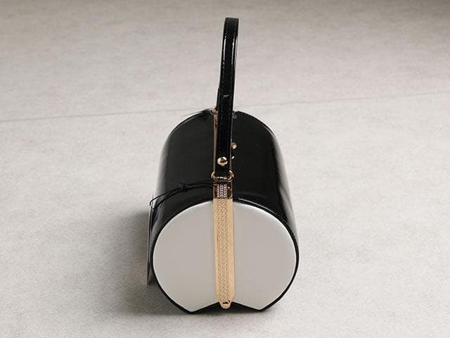 【新品】草履バッグセット 草履24cm (黒&白)　丸型　01998