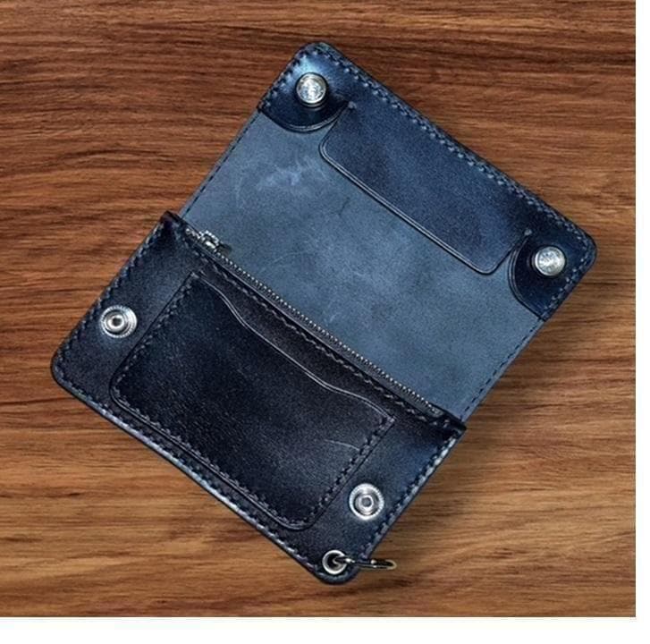 TERU ⑤ミドルトラッカーウォレット/栃木レザーシルバー/小判カンシルバ