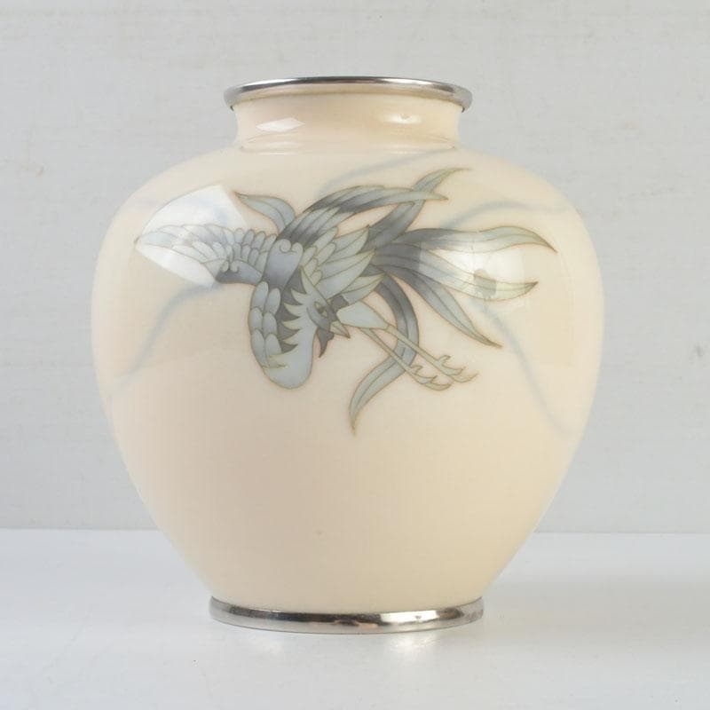 七宝焼　鳳凰文瓶　花瓶　在銘　V　9368