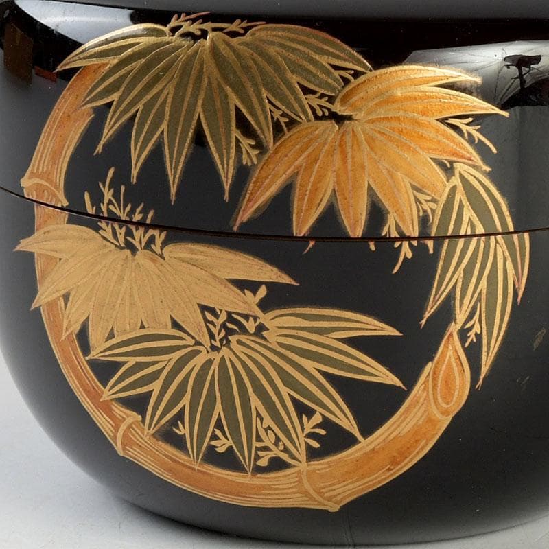 茶道具　塗匠　哲山作　花丸菊花蒔絵　平大棗　共箱　V　9354