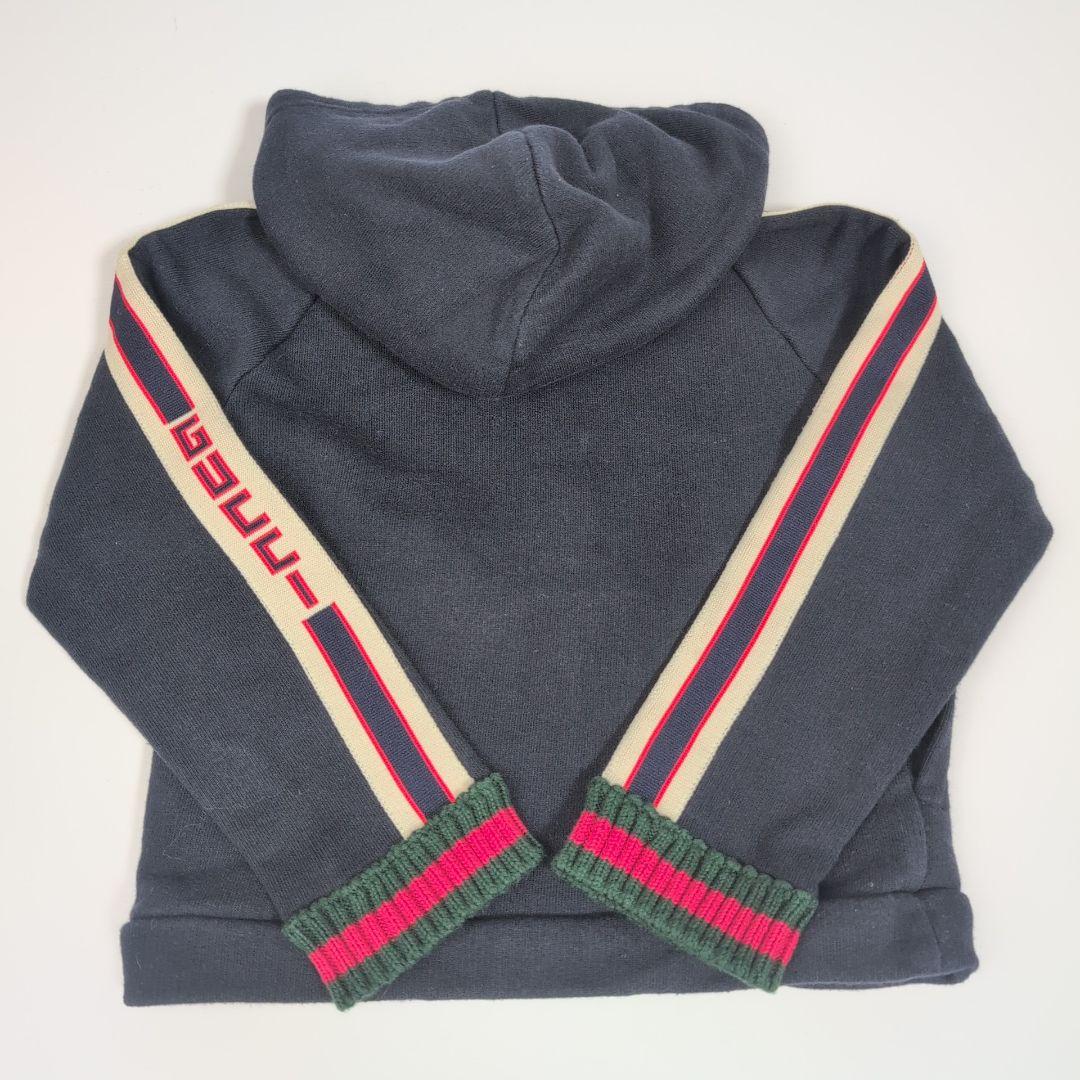 GUCCI グッチ ネイビー 肩ロゴ入りフード付きパーカー